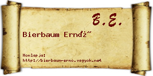 Bierbaum Ernő névjegykártya